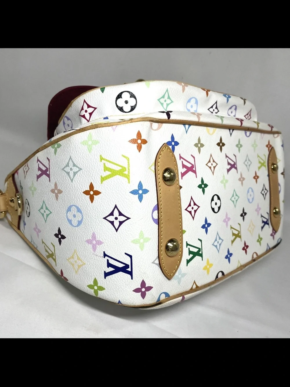 Louis Vuitton Multicolor Monogram White Leather-Trim Shoulder Bag